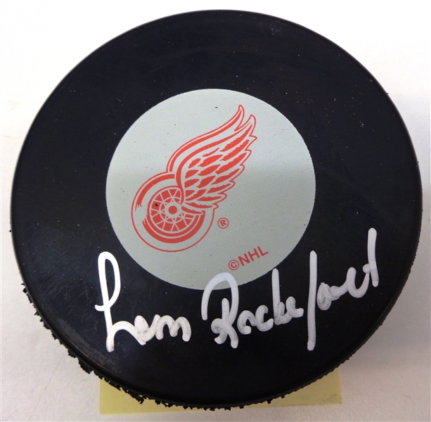 Leon Rochefort Autographed Red Wings Puck
