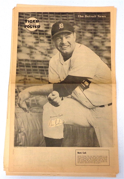 Norm Cash Autographed Vintage Newspaper Photo