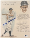 Charles Gehringer Autographed 8x10 1937 Drawing