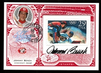 Johnny Bench #1/1 Autographed Leaf Century Stamps