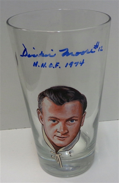 Dickie Moore Autographed Hand Painted Pint Glass