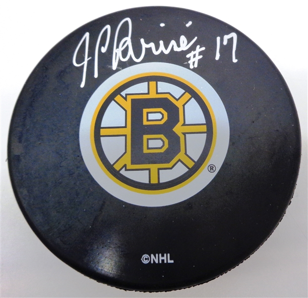 J.P. Parise Autographed Bruins Puck