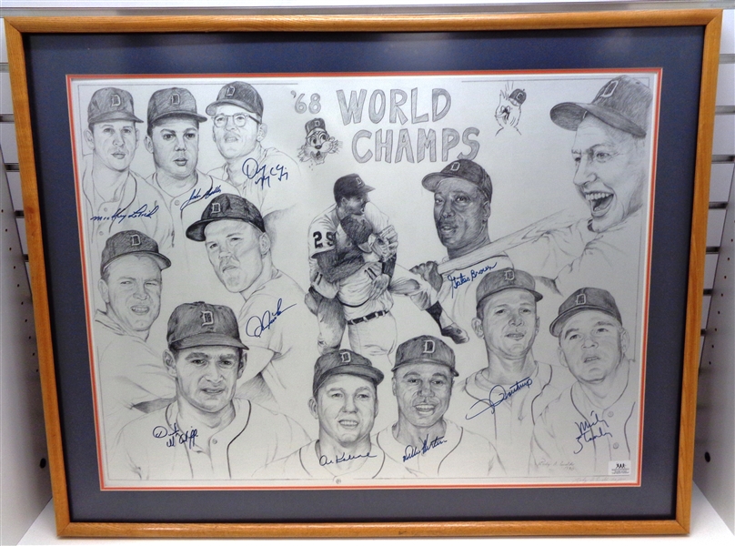 1968 Detroit Tigers Autographed Framed Lithograph (pick up only)