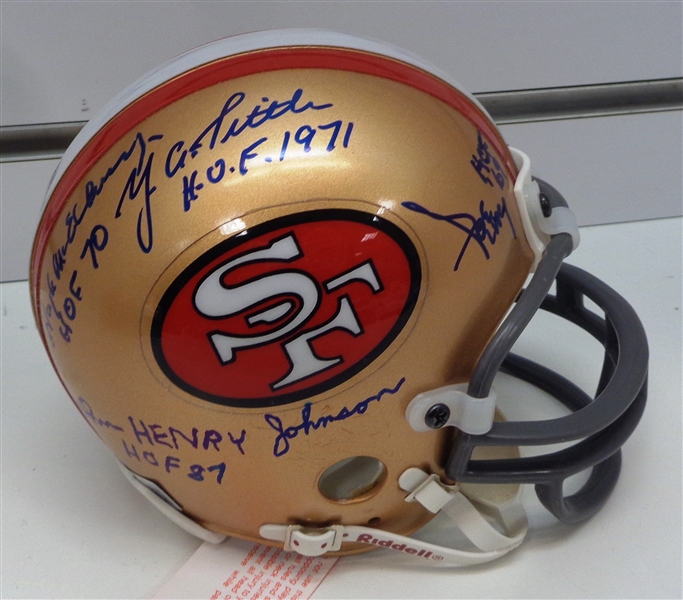 San Francisco 49ers Million Dollar Backfield Autographed Mini Helmet