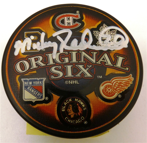 Mickey Redmond Autographed Original 6 Puck