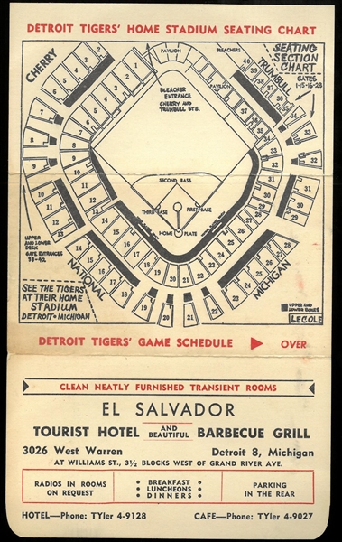 Detroit Tigers 1951 Pocket Schedule