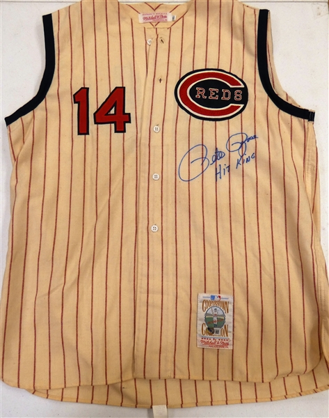 Pete Rose Autographed Reds Throwback Jersey