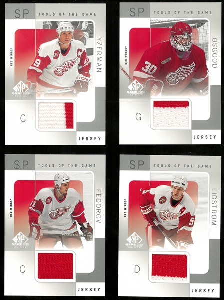 Lot of 4 Red Wings Jersey Cards