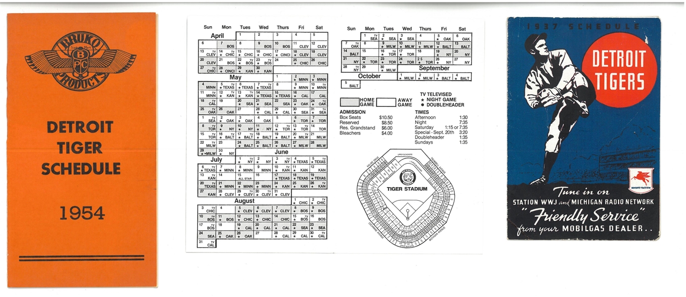 Detroit Tigers Vintage Pocket Schedules