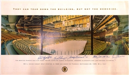 Boston Garden Poster Signed by 5 HOFers