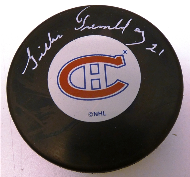 Gilles Tremblay Autographed Canadiens Puck