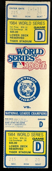 Detroit Tigers 1984 World Series Ticket