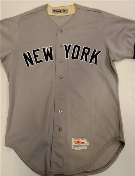 Eric Plunk Game Worn 1991 Yankees Road Jersey