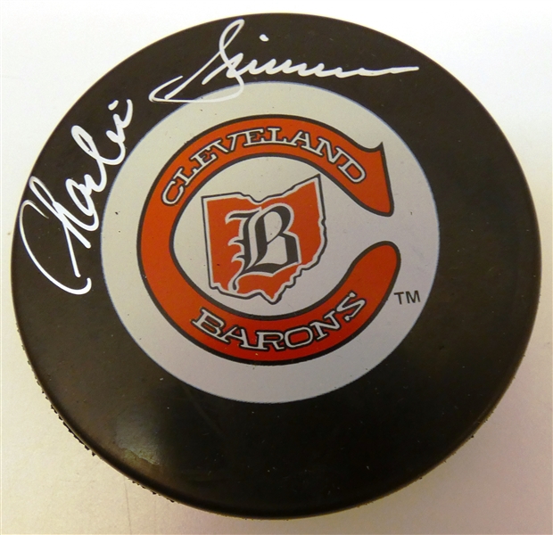 Charlie Simmer Autographed Barons Puck