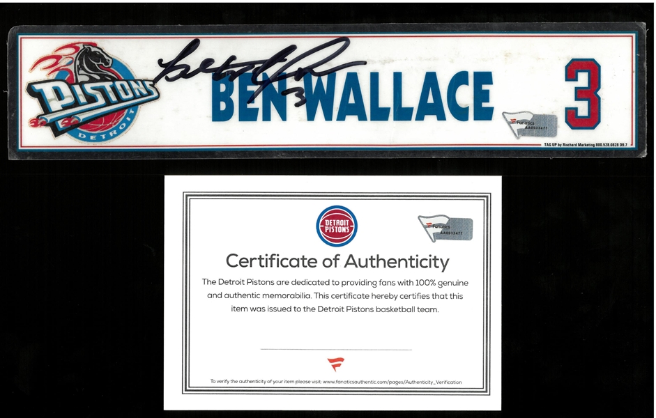 Ben Wallace Autographed 2004 Locker Room Nameplate