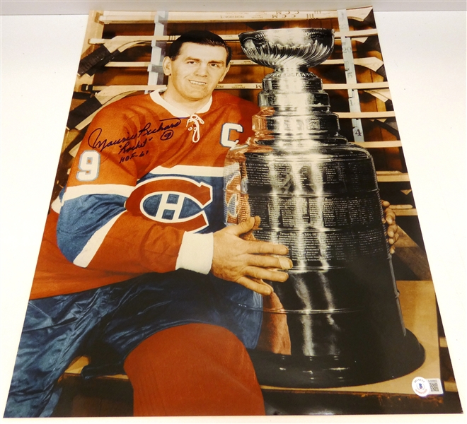 Maurice Richard Autographed Inscribed 16x20 Photo