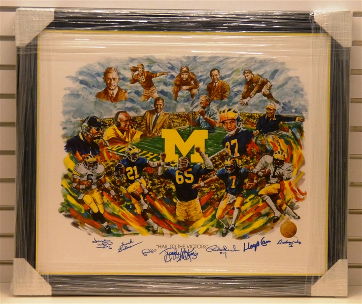 Michigan Autographed Framed Hail to the Victors Lithograph