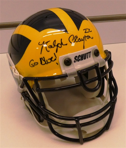 Ralph Clayton Autographed Michigan Mini Helmet