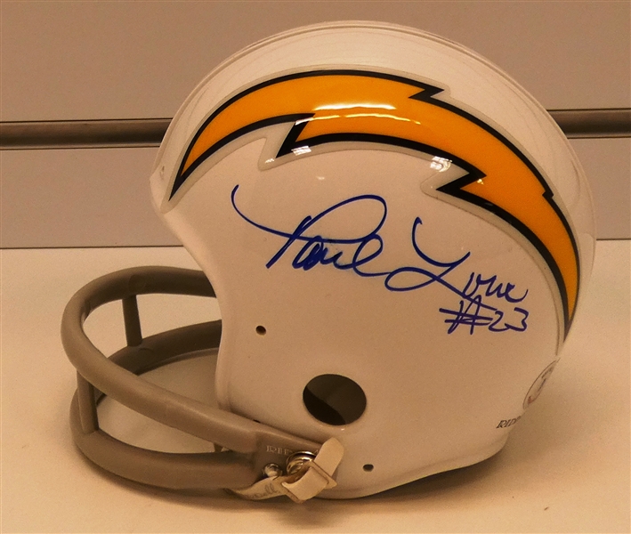 Paul Lowe Autographed Chargers Mini Helmet