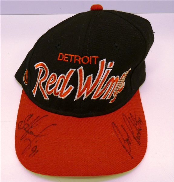 Sergei Fedorov & Bob Probert Autographed Red Wings Hat