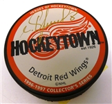 Igor Larionov Autographed Red Wings Puck
