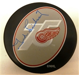 Ted Lindsay Autographed Red Wings 75 Puck