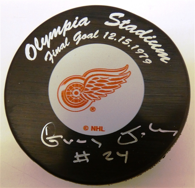 Greg Joly Autographed Puck w/ Last Goal at Olympia
