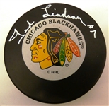 Ted Lindsay Autographed Blackhawks Puck