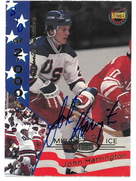 John Harrington Autographed Miracle on Ice Card