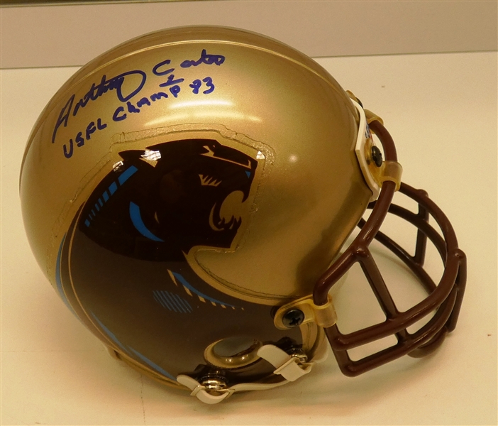 Anthony Carter Autographed Panthers Mini Helmet
