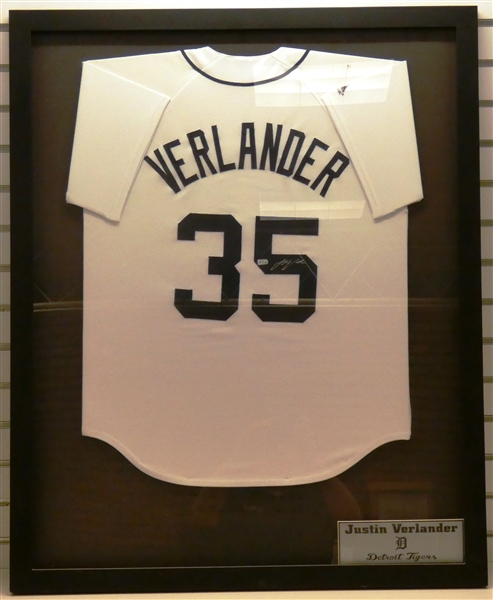 Justin Verlander Autographed Framed Jersey (Pick up only)