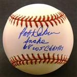 Pat Dobson Autographed Baseball w/ 2 Inscriptions