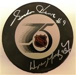 Wayne Gretzky & Gordie Howe Autographed NHL 75th Puck