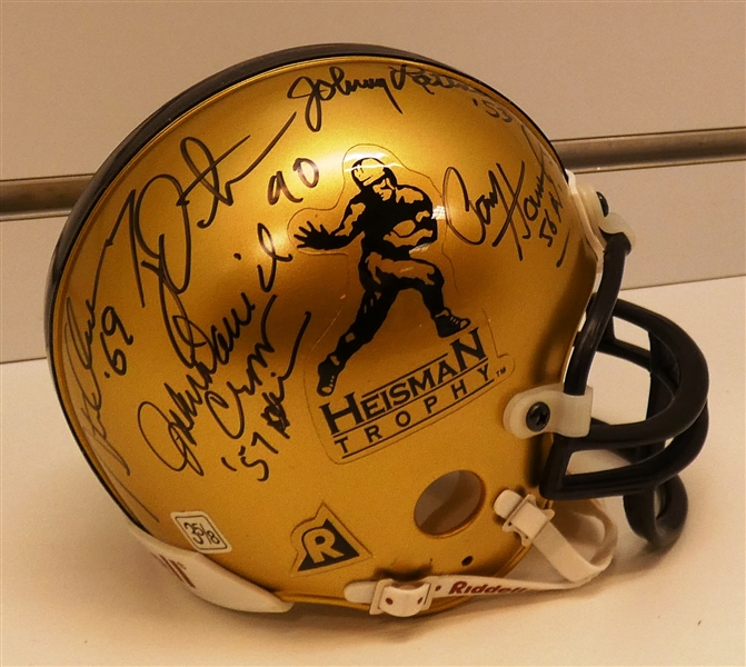 Heisman Trophy Mini Helmet Signed by 8
