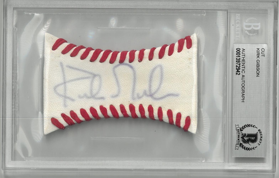 Kirk Gibson Autographed Cut Leather Piece