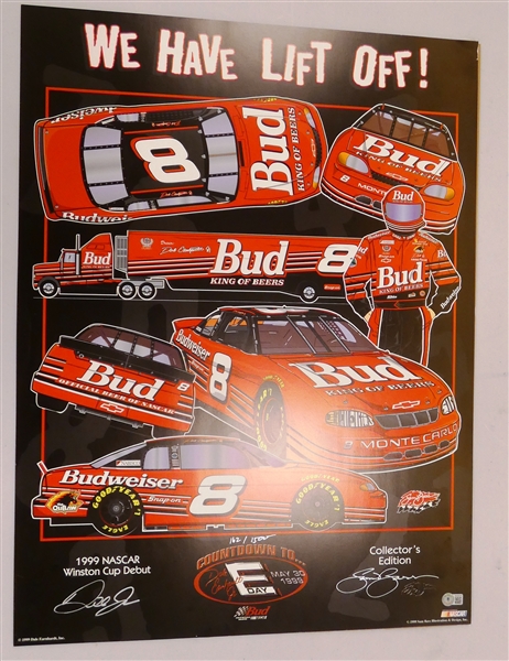 Dale Earnhardt & Sam Bass Autographed 18x24 Poster