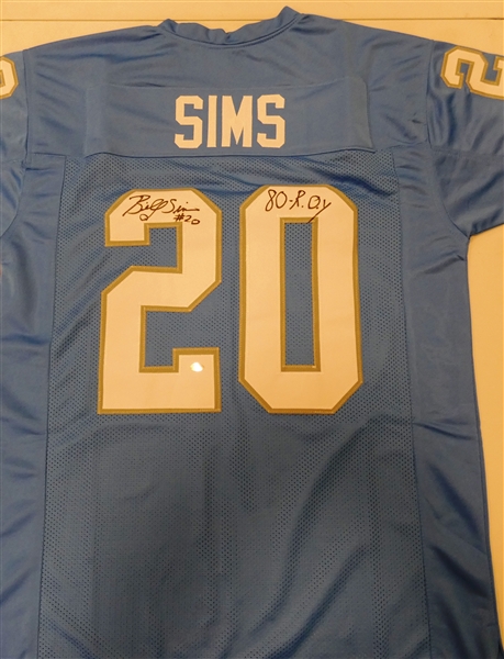 Billy Sims Autographed Custom Jersey