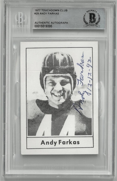 Andy Farkas Autographed 1977 Touchdown Club