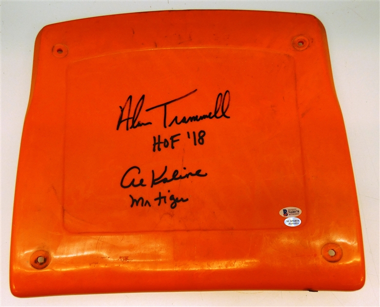Al Kaline & Alan Trammell Autographed Tiger Stadium Seat Bottom