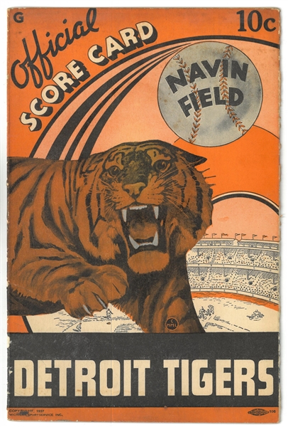1937 Tigers vs Yankees Scorecard