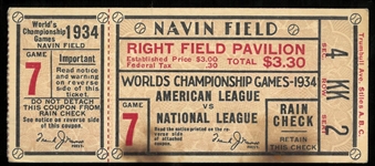 1934 World Series Ticket - Tigers vs Cardinals