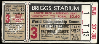 1945 World Series Ticket - Tigers vs Cubs