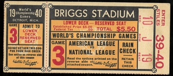 1940 World Series Ticket - Tigers vs Reds