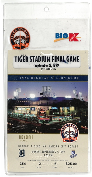 Tiger Stadium Final Game Ticket & Lanyard