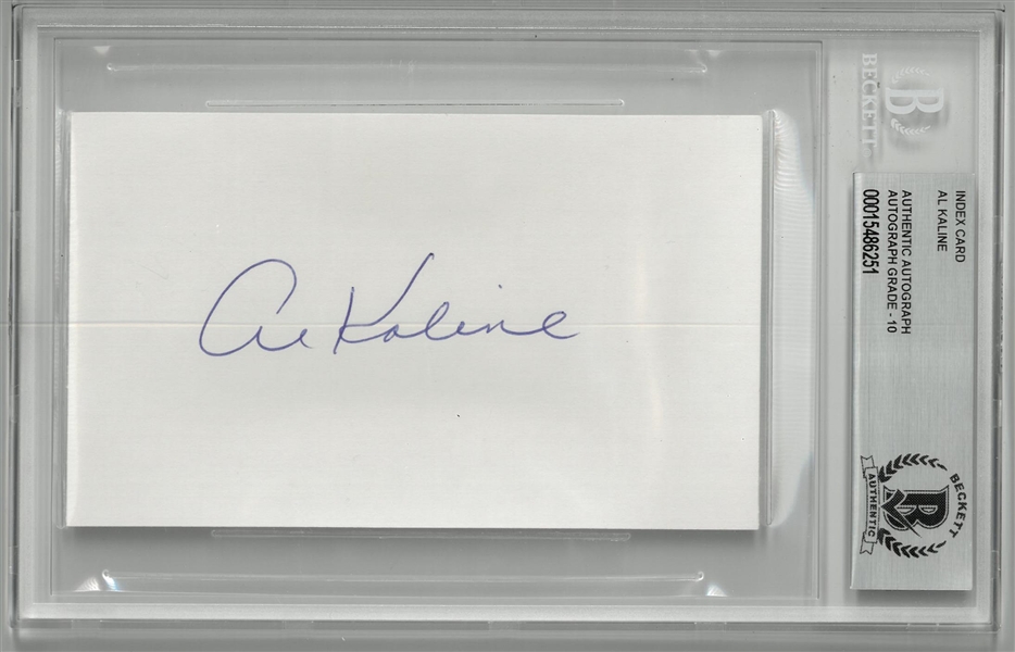 Al Kaline Autographed 3x5 Index Card