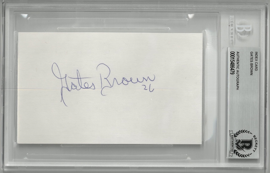 Gates Brown Autographed 3x5 Index Card