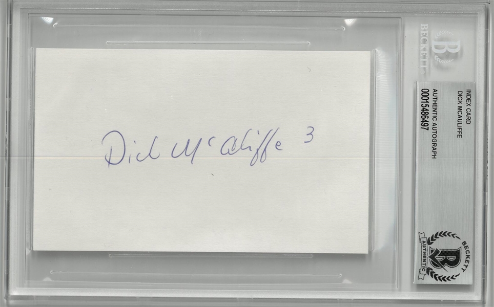Dick McAuliffe Autographed 3x5 Index Card
