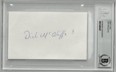 Dick McAuliffe Autographed 3x5 Index Card