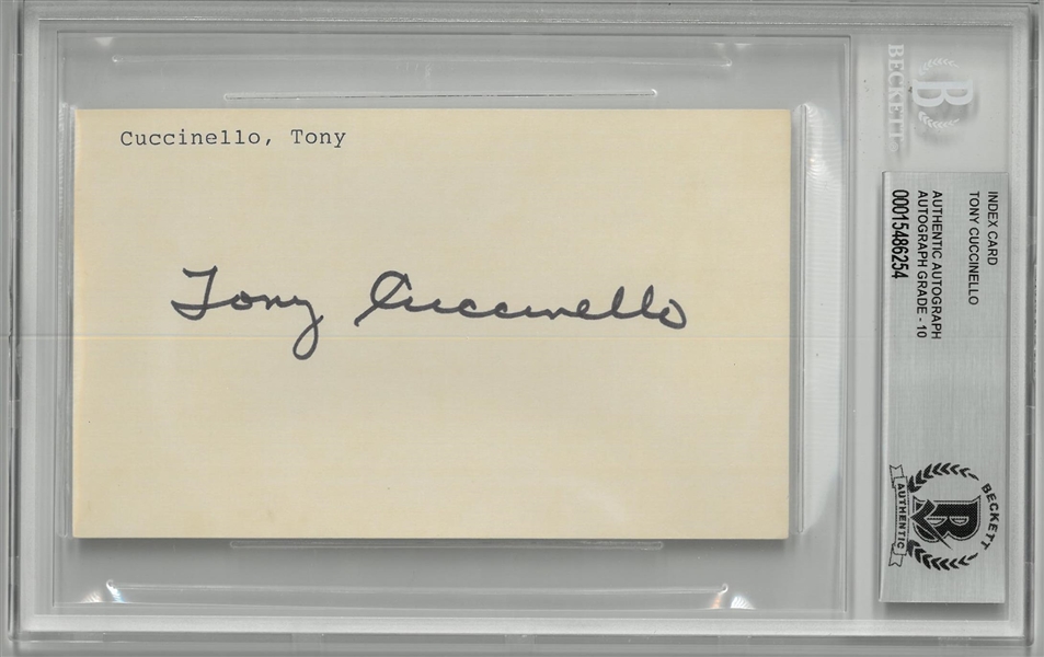 Tony Cuccinello Autographed 3x5 Index Card