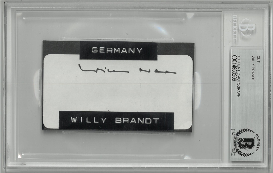 Willy Brandt Autographed 2x3 Cut